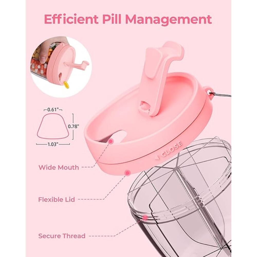 Pink Pill Dispenser, Cute Portable 7 Compartments, Anti-Mix Pill Organizer, NEW - Picture 5 of 7